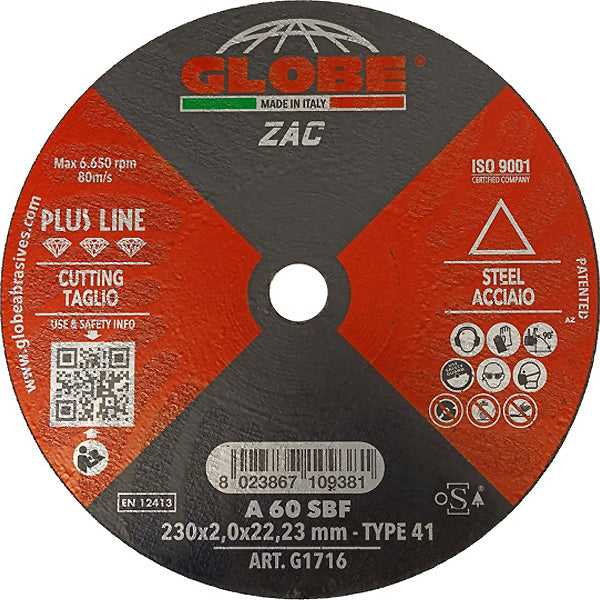 GLOBE DISCO DA TAGLIO PIANO D.MM230X2,0X22,23 ACCIAIO