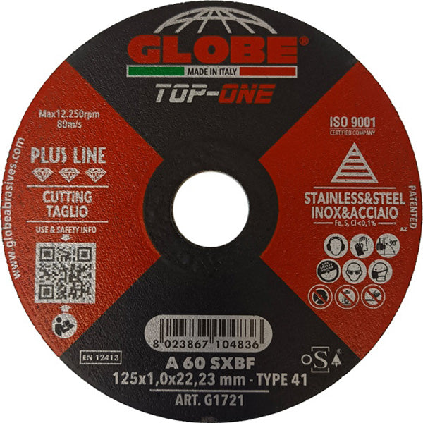 GLOBE DISCO DA TAGLIO PIANO D.MM125X1,0X22,23 INOX/ACCIAIO