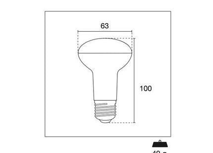 CENTURY LAMPADINA LED SERIE LIGHT R63 REFLECTOR 230V 9W E27 3000K 820LM