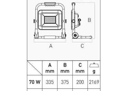 CENTURY PROIETTORE LED REWORK HYBRID 100W 4000K 13000LM IP65