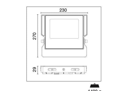 CENTURY PROIETTORE LED SIRIO SLIM 230V  50W 4000K LM4500 IP66 GRIGIO