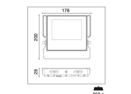 CENTURY PROIETTORE LED SIRIO SLIM 230V  50W 4000K LM4500 IP66 GRIGIO