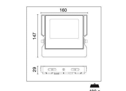 CENTURY PROIETTORE LED SIRIO SLIM 230V  20W 4000K LM1800 IP66 BIANCO