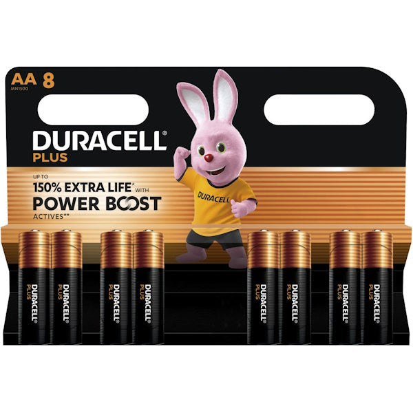 DURACELL BATTERIE PLUS POWERBOOST MN1500 STILO AA BLISTER DA PZ8
