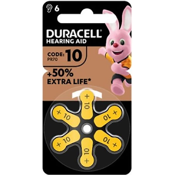 DURACELL BATTERIE TAB 10 GIALLO PER ACUSTICA BLISTER DA PZ6
