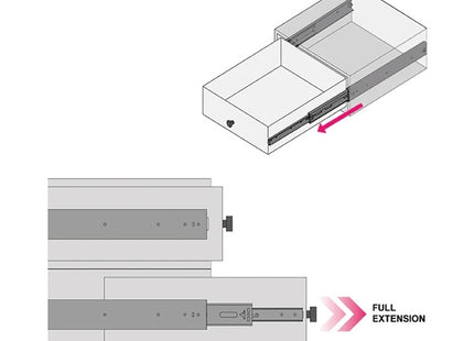 RAM GUIDE PER CASSETTI A SFERA ESTRAZIONE TOTALE PORTATA KG 30 MM500