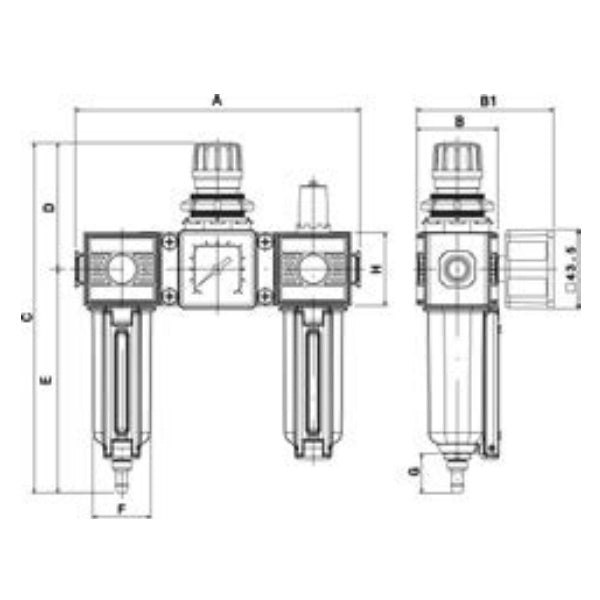 ANI ART. E/13/2 1/4"F GRUPPO FILTRO REGOLATORE E LUBRIFICATORE MODULARE