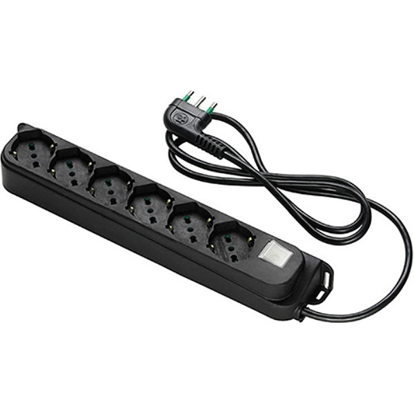 FME MULTIPRESA 6 PRESE + INTERRUTTORE CAVO MT1,5 SPINA 16A 250V NERO