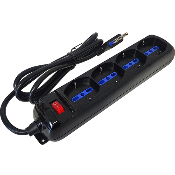 FAEG MULTIPRESA 4 PRESE + INTERRUTTORE CAVO MT1,5 SPINA 16A 3680W NERO