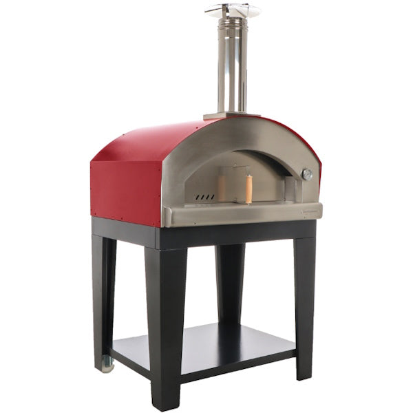 ROSSOFUOCO FORNO A LEGNA NONNA LUISA ROSSO CON CARRELLO VERNICIATO NERO