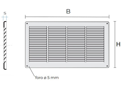LA VENTILAZIONE GRIGLIA METALLO DA SOVRAPPORRE MM440X240 BIANCO