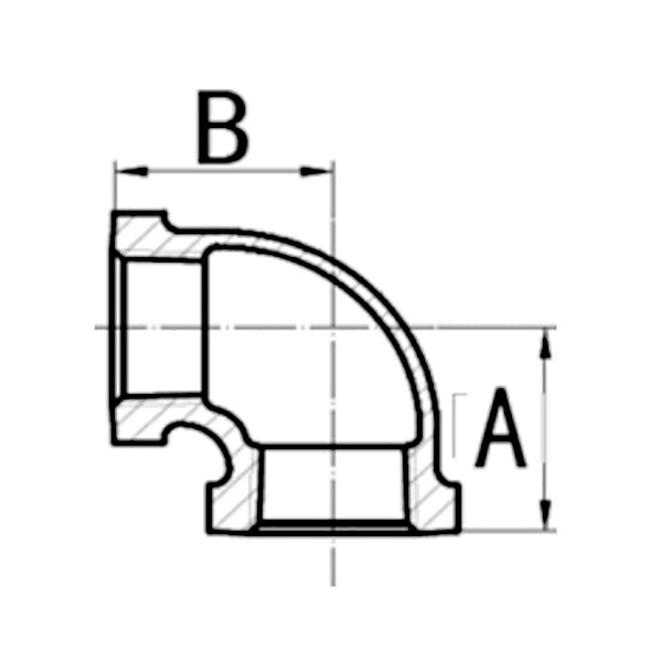 GT COMIS ART1212 GOMITO IN GHISA A 90° FEMMINA/FEMMINA