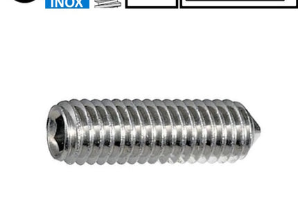 GRANI PUNTA CONICA ESAGONO INCASSATO IN ACCIAIO INOX A2 UNI 5927
