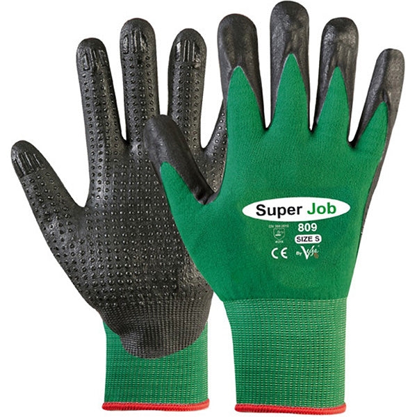 GUANTI MOD. 809 PUNTINATO IN PVC COLORE VERDE/NERO