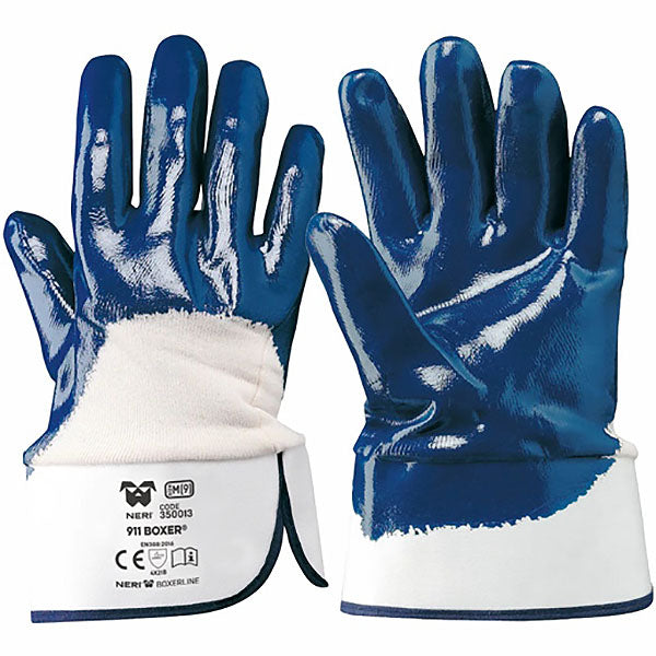 GUANTI 911 BOXER IN TESSUTO JERSEY E NBR COLORE BIANCO/BLU TG.10( L)