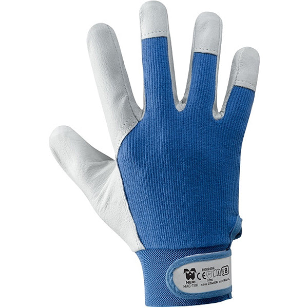 GUANTI MOD. BALL IN FIORE OVINO E COTONE COLORE BIANCO/BLU TG 8*