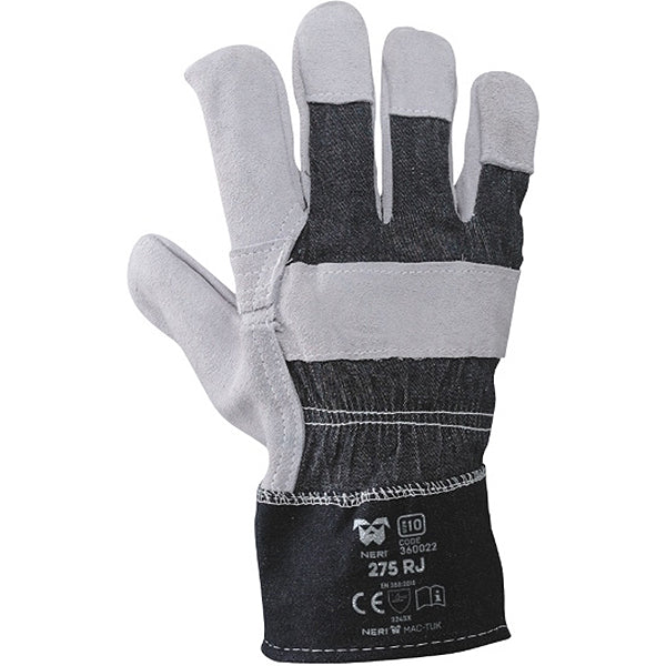 GUANTI BOX MOD. 275 RJ CROSTA E TELA BLU/GRIGIO CONF.DA 12 PAIA TG10