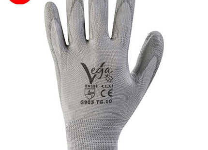 GUANTI BOX MOD. 905 NYLON E POLIURETANO GRIGIO CONF.DA 12 PAIA TG 9