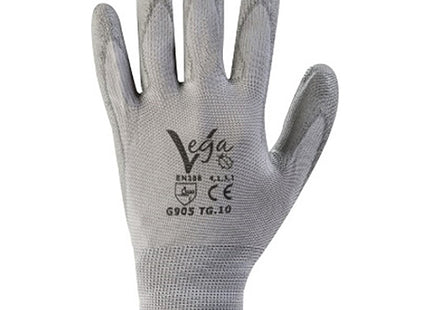 GUANTI BOX MOD. 905 NYLON E POLIURETANO GRIGIO CONF.DA 12 PAIA TG 9