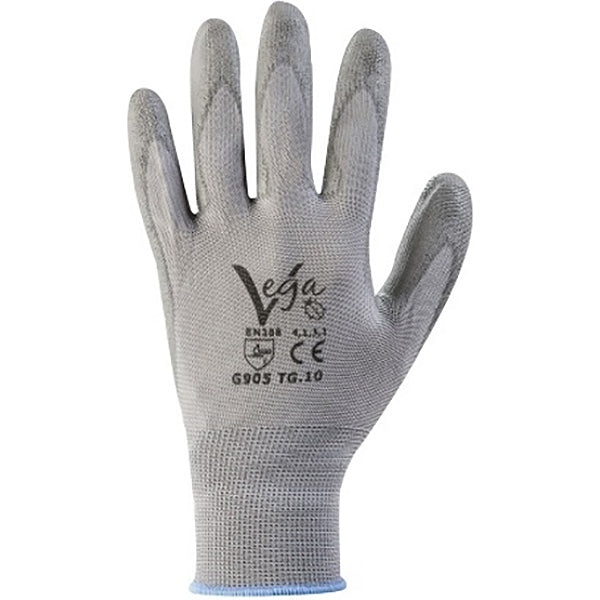 GUANTI BOX MOD. 905 NYLON E POLIURETANO GRIGIO CONF.DA 12 PAIA