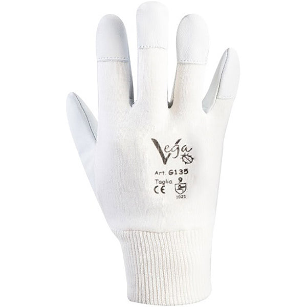 GUANTI BOX IN MAGLIA E CAPRETTO BIANCO/GRIGIO CONF.DA 10 PAIA