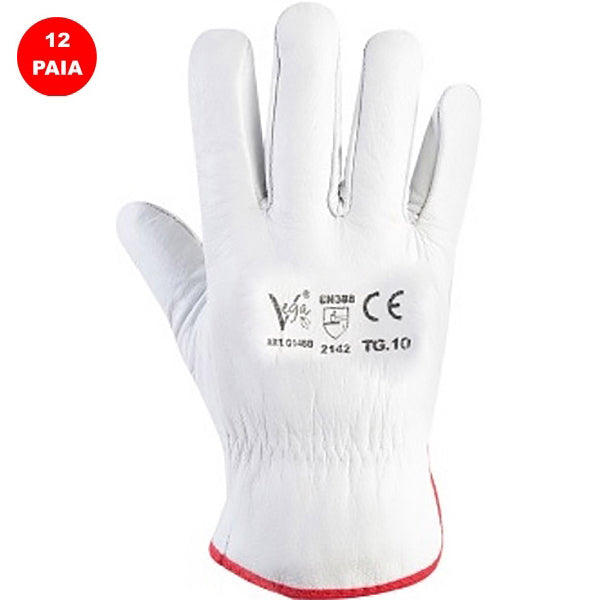 GUANTI BOX IN PELLE FIORE BOVINO COLORE BIANCO CONF.DA 12 PAIA