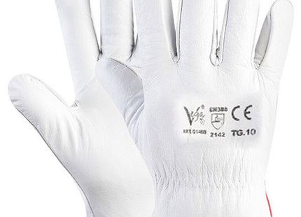 GUANTI BOX IN PELLE FIORE BOVINO COLORE BIANCO CONF.DA 12 PAIA TG. 9