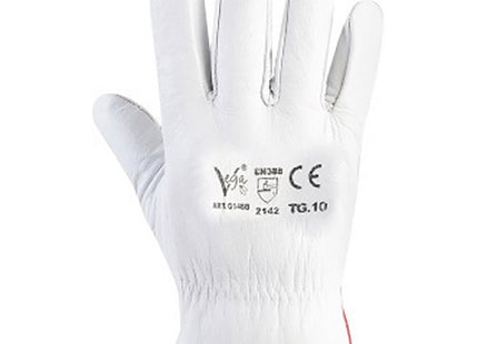 GUANTI BOX IN PELLE FIORE BOVINO COLORE BIANCO CONF.DA 12 PAIA TG. 9
