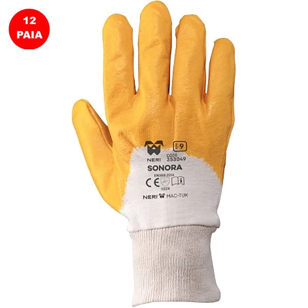 GUANTI BOX MOD. SONORA JERSEY E NBR BIANCO/GIALLO CONF.DA 12 PAIA
