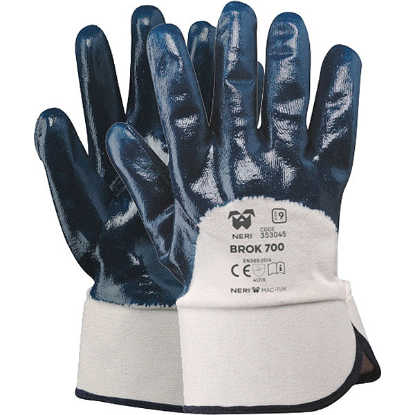 GUANTI MOD. BROK 700 IN JERSEY E NBR COLORE BIANCO/BLU