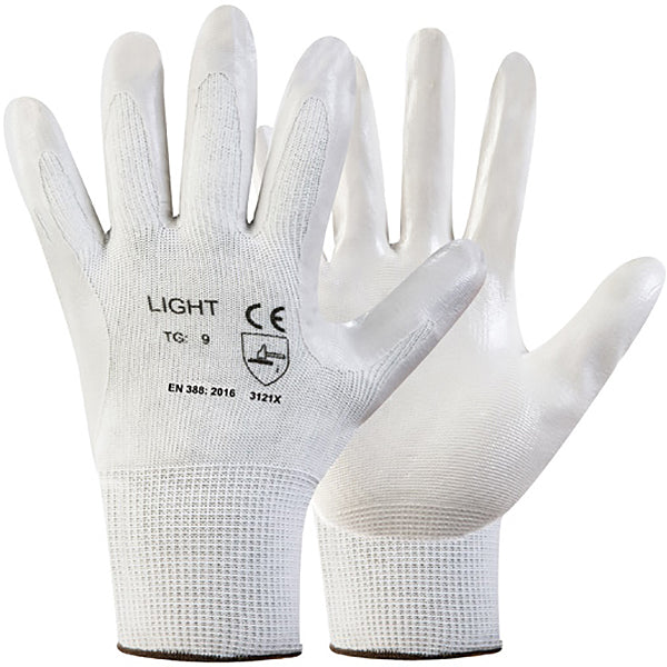 GUANTI MOD. LIGHT IN NYLON E NITRILE COLORE BIANCO/GRIGIO