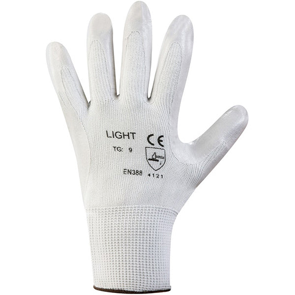 GUANTI MOD. LIGHT IN NYLON E NITRILE COLORE BIANCO/GRIGIO