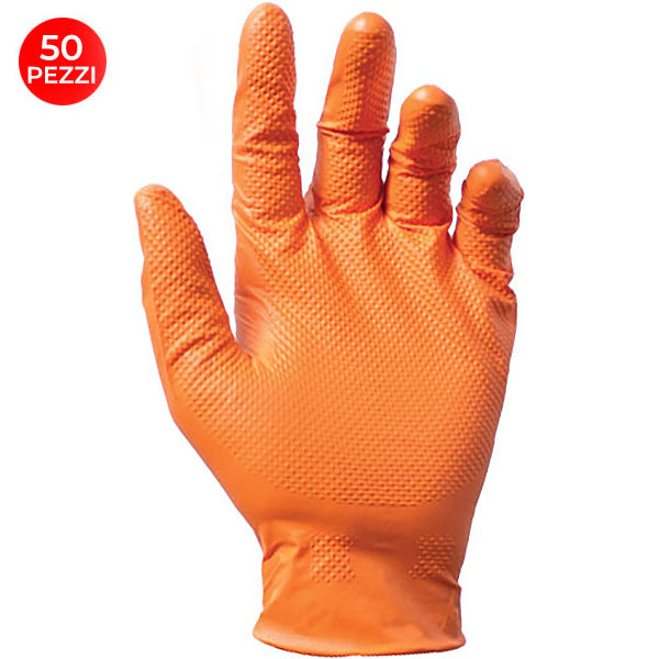 GUANTI REFLEXX MOD. FULLGRIP N85 IN NITRILE ARANCIO CONF.DA PZ.50