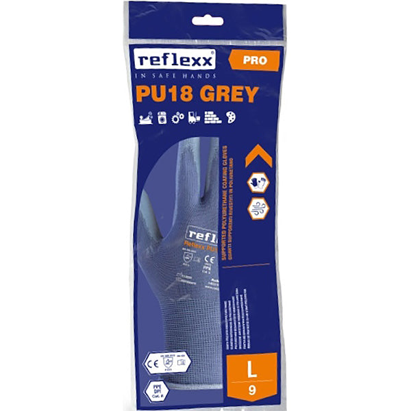 GUANTI REFLEXX MOD. PU18 GREY IN POLIURETANO COLORE GRIGIO