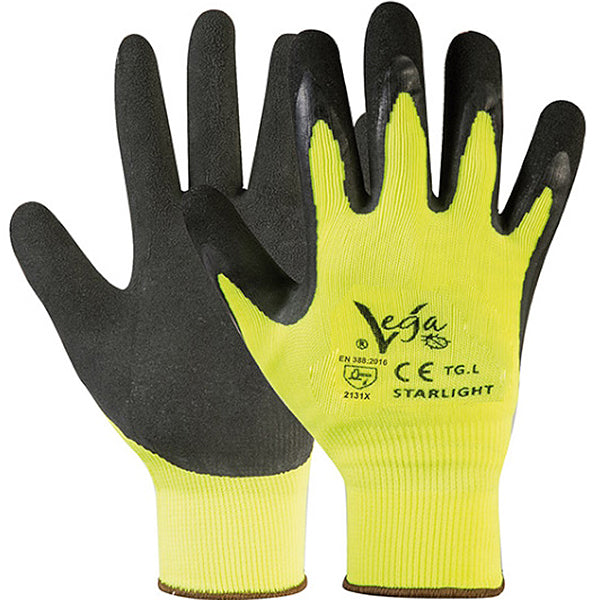 GUANTI MOD. STARLIGHT IN NYLON E LATTICE COLORE GIALLO FLUO/NERO