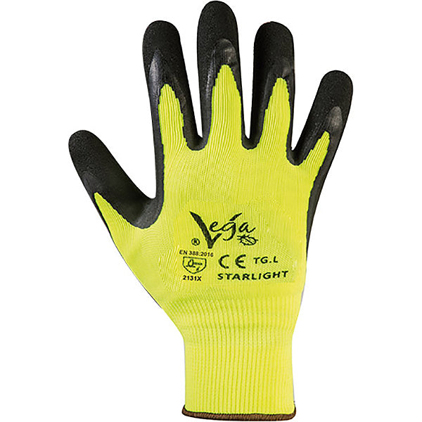 GUANTI MOD. STARLIGHT IN NYLON E LATTICE COLORE GIALLO FLUO/NERO