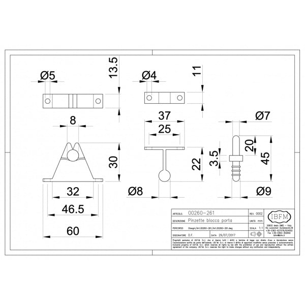 IBFM PINZETTA BLOCCA PORTA CON INCONTRO A AVVITARE ART.261