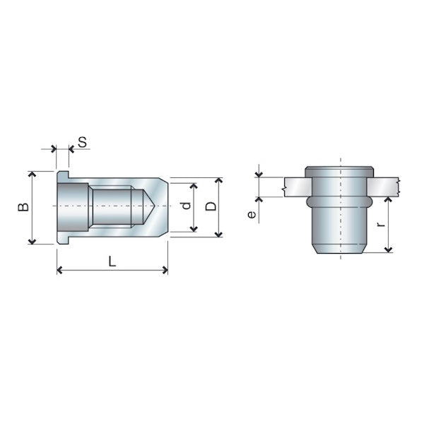 FAR INSERTI FILETTATI CILINDRICI CHIUSI IN ALLUMINIO FTTC/C M 8 PZ200*