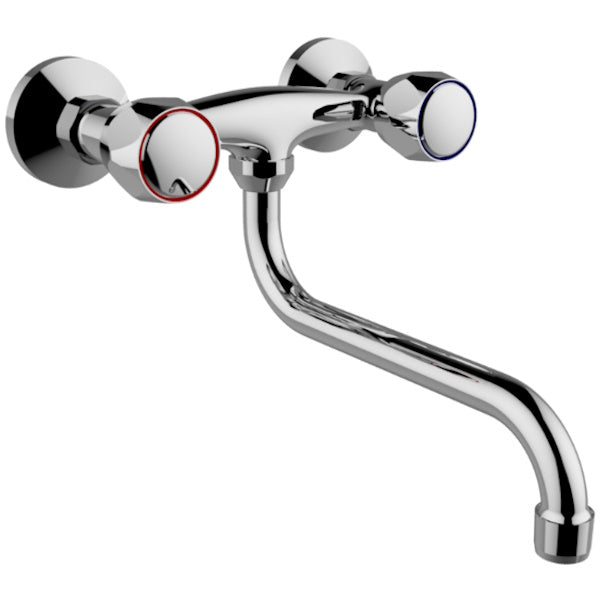 IDRO-BRIC RUBINETTO GRUPPO LAVELLO BOCCA A S GIREVOLE A PARETE CROMATO