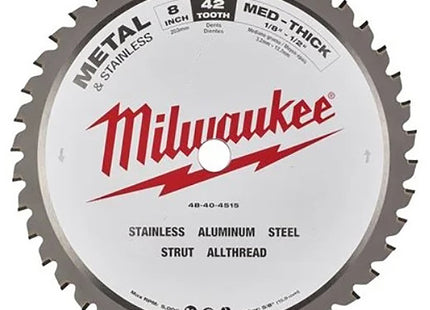 MILWAUKEE LAMA PER SEGHE CIRCOLARI TAGLIO METALLO D.MM203X1,8X15,87 Z 42