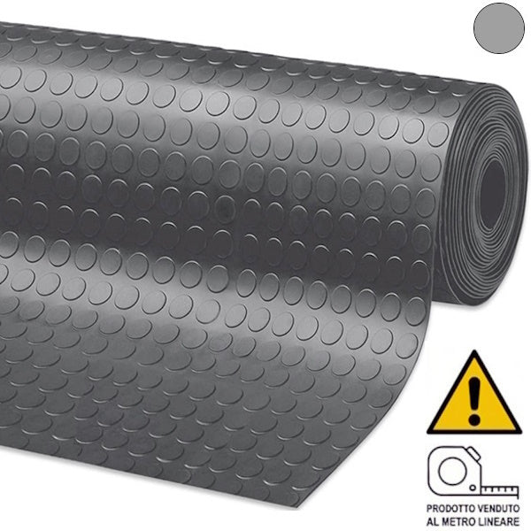 LASTRA IN GOMMA CON BOLLE GRIGIA SPESSORE MM3 ALTEZZA MM1200 AL MTL