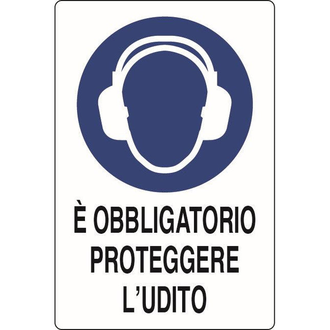 SEGNALE E' OBBLIGATORIO PROTEGGERE L'UDITO IN ALLUMINIO MM300X200