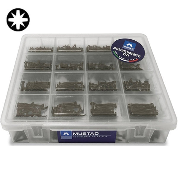 MUSTAD VALIGETTA IN PLASTICA CON 670 VITI PANELVIT BRONZATE MOD. CASE
