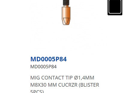 TRAFIMET PUNTA GUIDAFILO D.MM1,4 M8X30 MM CUCRZR PER TORCIA BLISTER PZ5