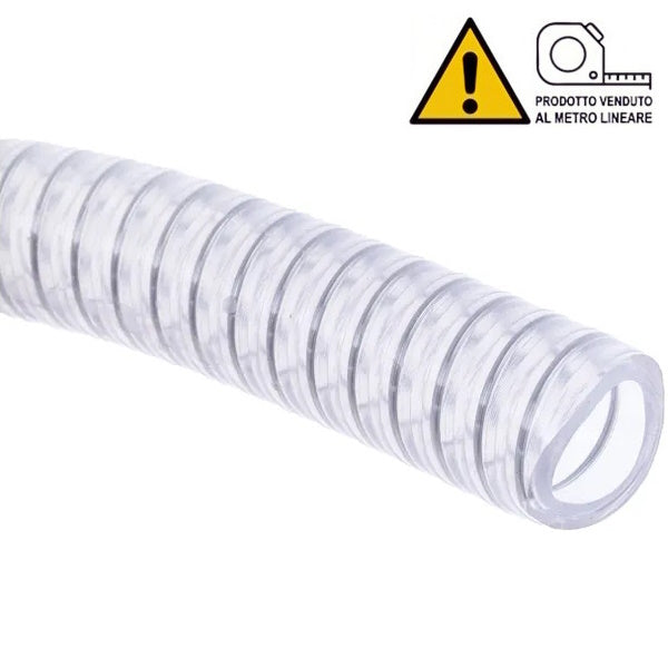 TUBO METAL PVC TRASPARENTE CON SPIRALE IN ACCIAIO ARMONICO D.MM 75*