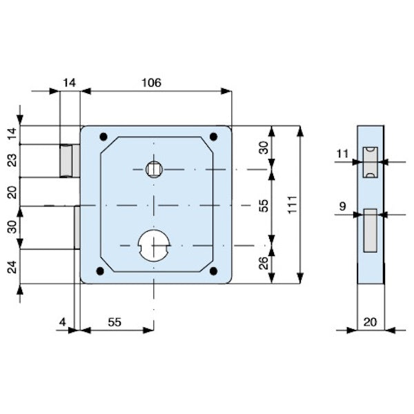 MG SERRATURA APPLICARE PER PORTE IN FERRO ART.437 ENTRATA MM55 AMBIDX