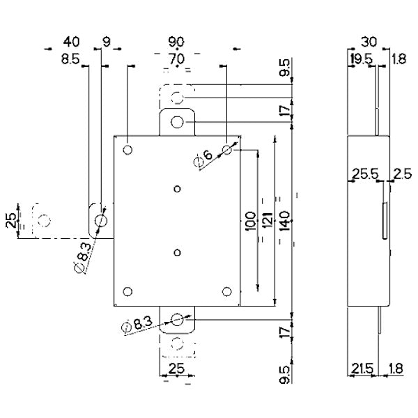 MOTTURA DEVIATORE ART.96.143 PER SERRATURA QUINTUPLICE SERIE 20/30