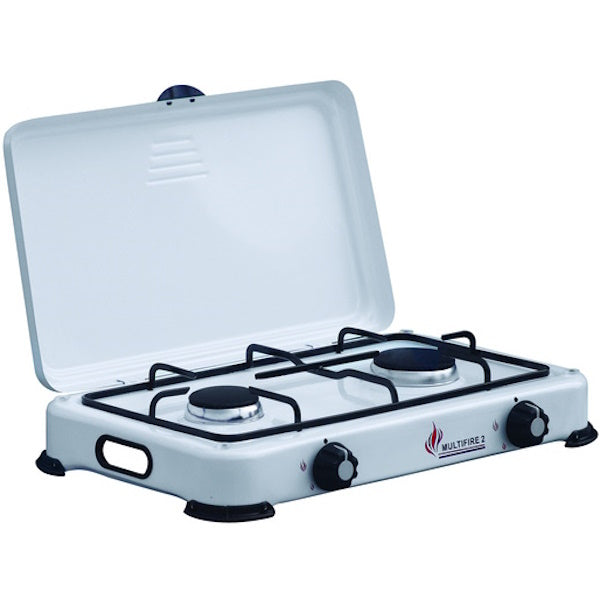 PROJECT FORNELLO A GAS DA CAMPEGGIO A 2 FUOCHI IN GHISA CON COPERCHIO