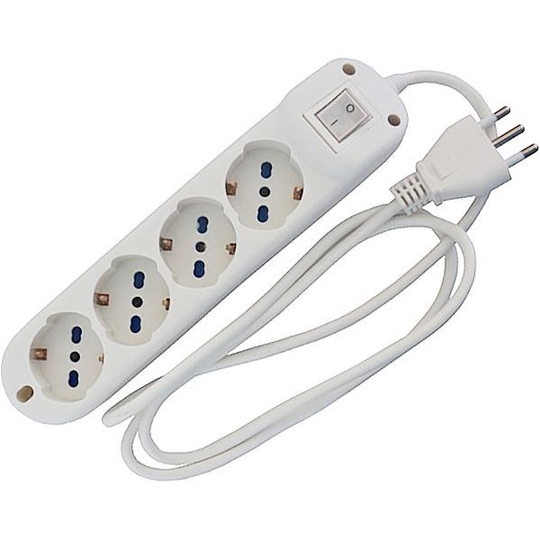 FAEG MULTIPRESA 4 PRESE + INTERRUTTORE CAVO MT1,5 SPINA 16A 3680W BIANCO