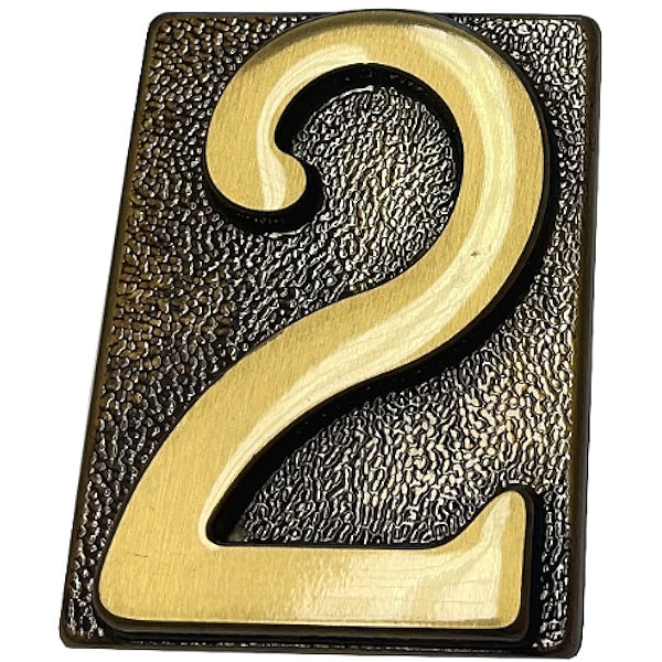 SILMEC NUMERO CIVICO "2" IN OTTONE ANTICO MM60X80 PER PLACCA